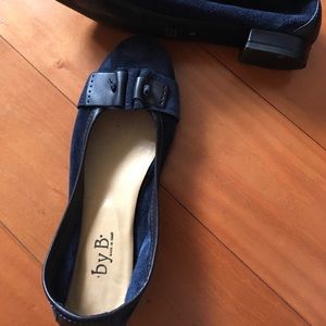 Blue suede flats; Italian; slightly used; Size 38.